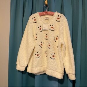 Cozy Snowman Fleece Pullover - Cream